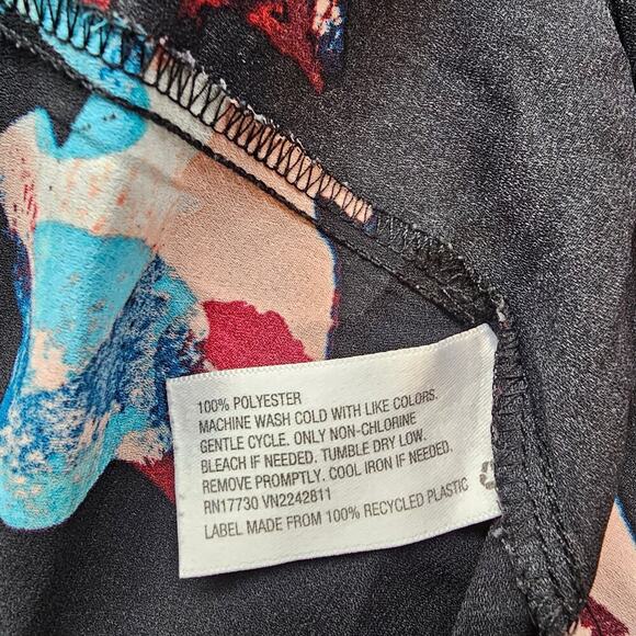 Ava & Viv Floral Blouse Women 3X Black Pink Floral Peasant Career Whimsygoth - Picture 9 of 9